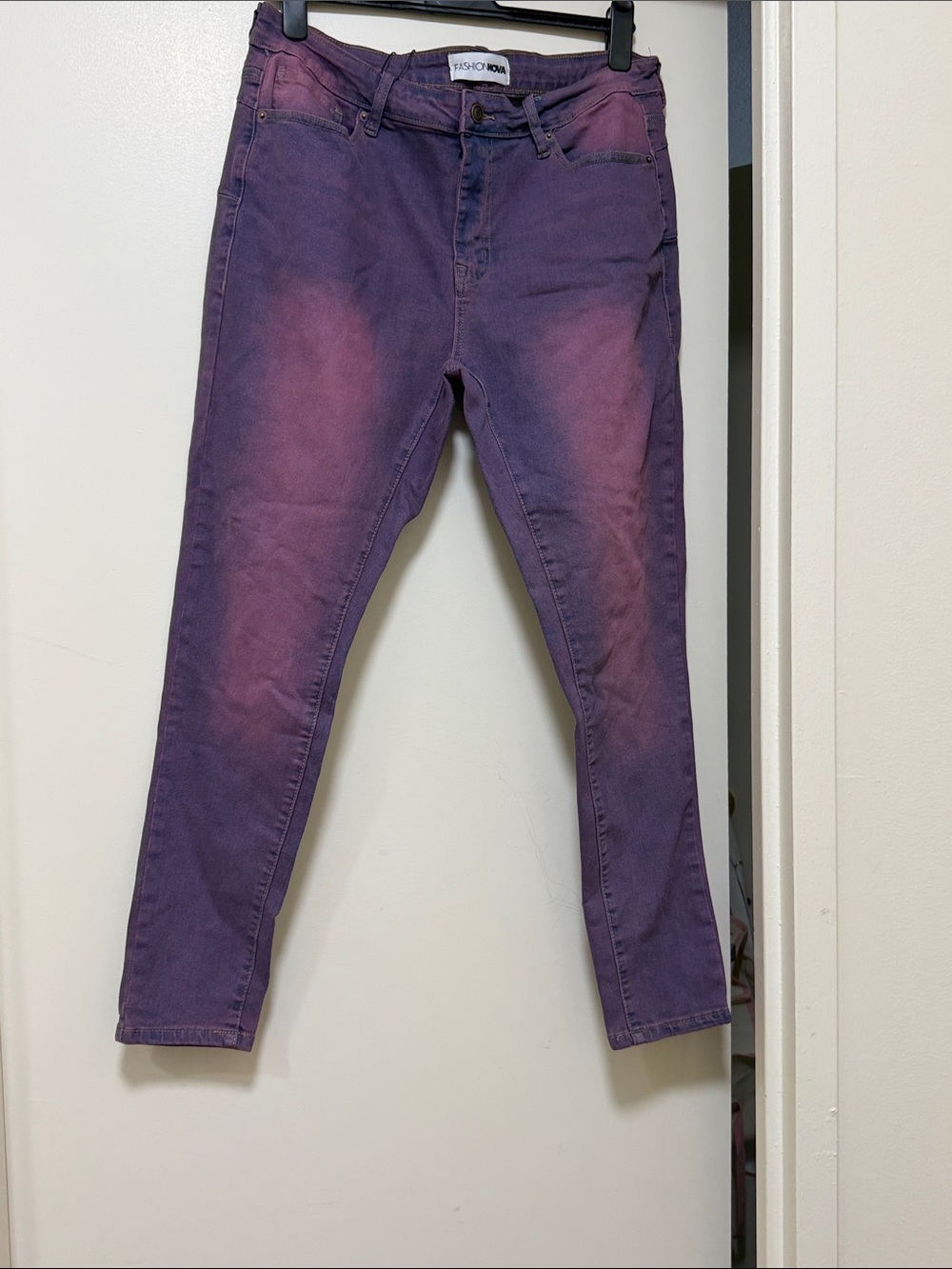 Fashion Nova Women's Purple-Pink Washed Jeans